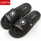 ASIFN Men Slippers Summer Beach Non-slip Male Slides Sports Women Sandals Soft Female Home stars Flip Flops Outdoor Indoor Man