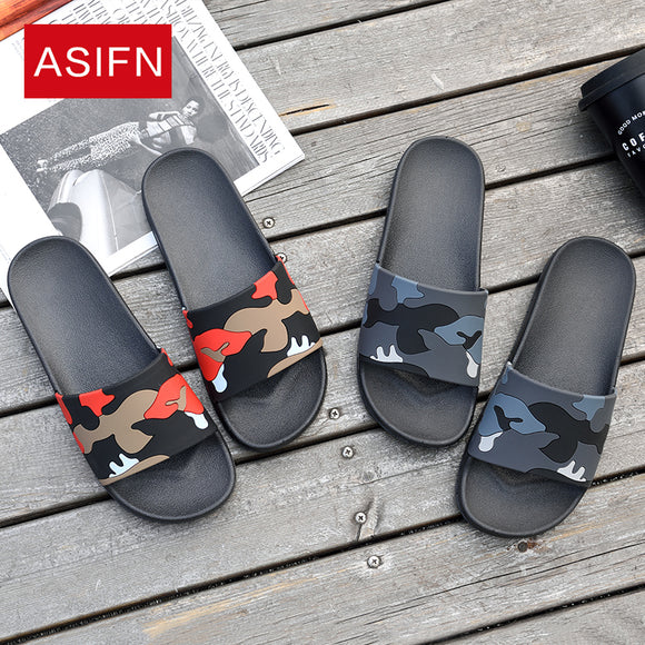 ASIFN Men's Slippers Flip Flops Camo Casual Slides Men Shoes Non-slip Beach Summer Sandals male 4 Colors Zapatos Hombre